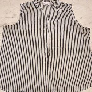 Nordstrom rack Sleeveless Gray and White Striped Blouse size XL